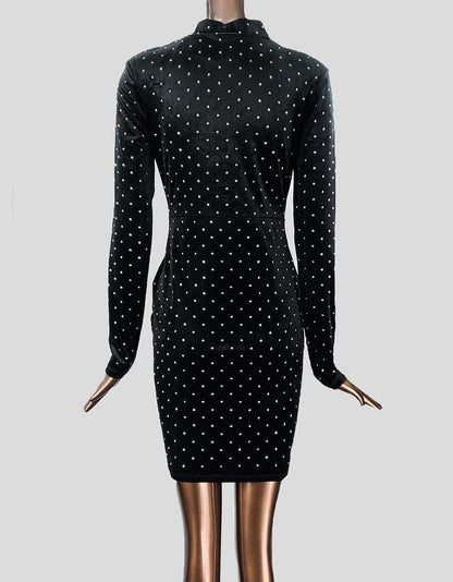 H & M Black Velvet Cocktail Dress With Sequins - Medium