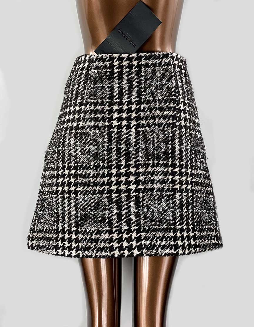 The Kooples Black And White Tweed Mini Skirt With Front Zip 2 US