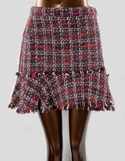 Naked Zebra Red Tweed Mini Skirt Small