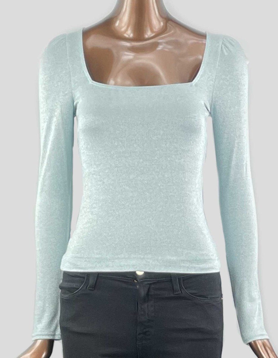 And Other Stories Blue Square Neck Top Long Sleeve