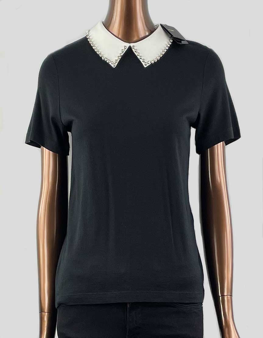 Maje T Shirt With Removable Collar Size 4 US