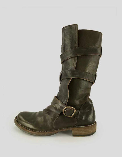 Fiorentini Baker Brown Leather Mid Calf Boots - 36 IT