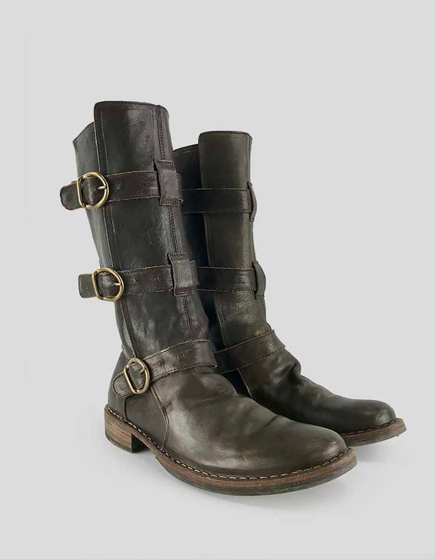Fiorentini Baker Brown Leather Mid Calf Boots - 36 IT