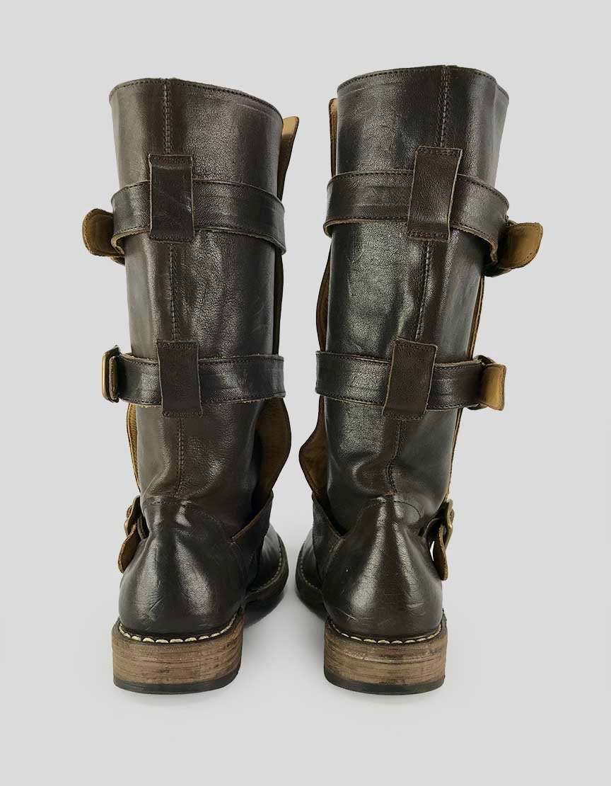 Fiorentini Baker Brown Leather Mid Calf Boots - 36 IT