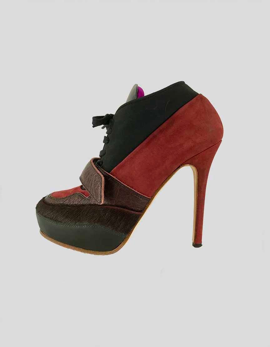 Acne Studios Ace Bordeaux Round Toe Booties - 37 IT