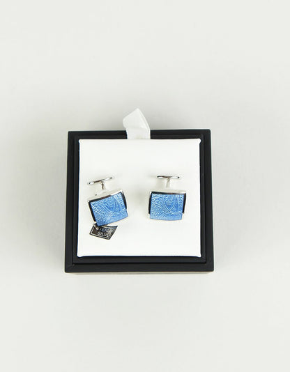 David Donahue Cufflinks Silver Blue