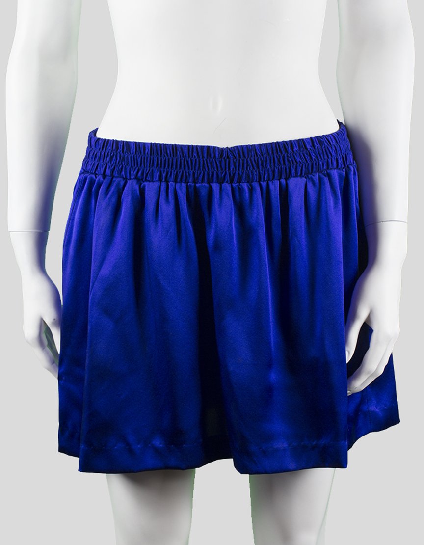 Mason Electric Blue Silk Mini Skirt With Elasticated Waist And Side Pockets Size 4