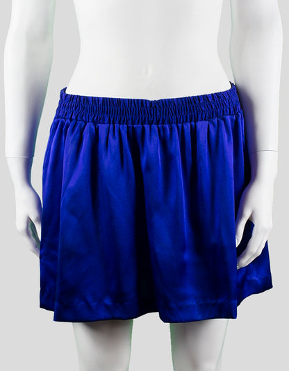 Mason Electric Blue Silk Mini Skirt With Elasticated Waist And Side Pockets Size 4