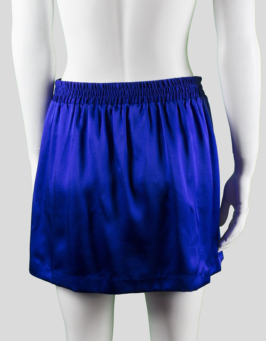 Mason Electric Blue Silk Mini Skirt With Elasticated Waist And Side Pockets Size 4