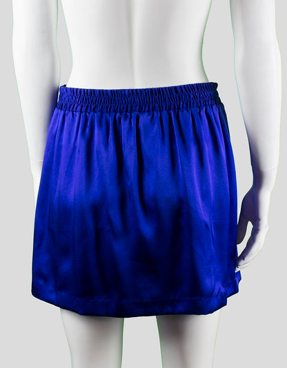Mason Electric Blue Silk Mini Skirt With Elasticated Waist And Side Pockets Size 4