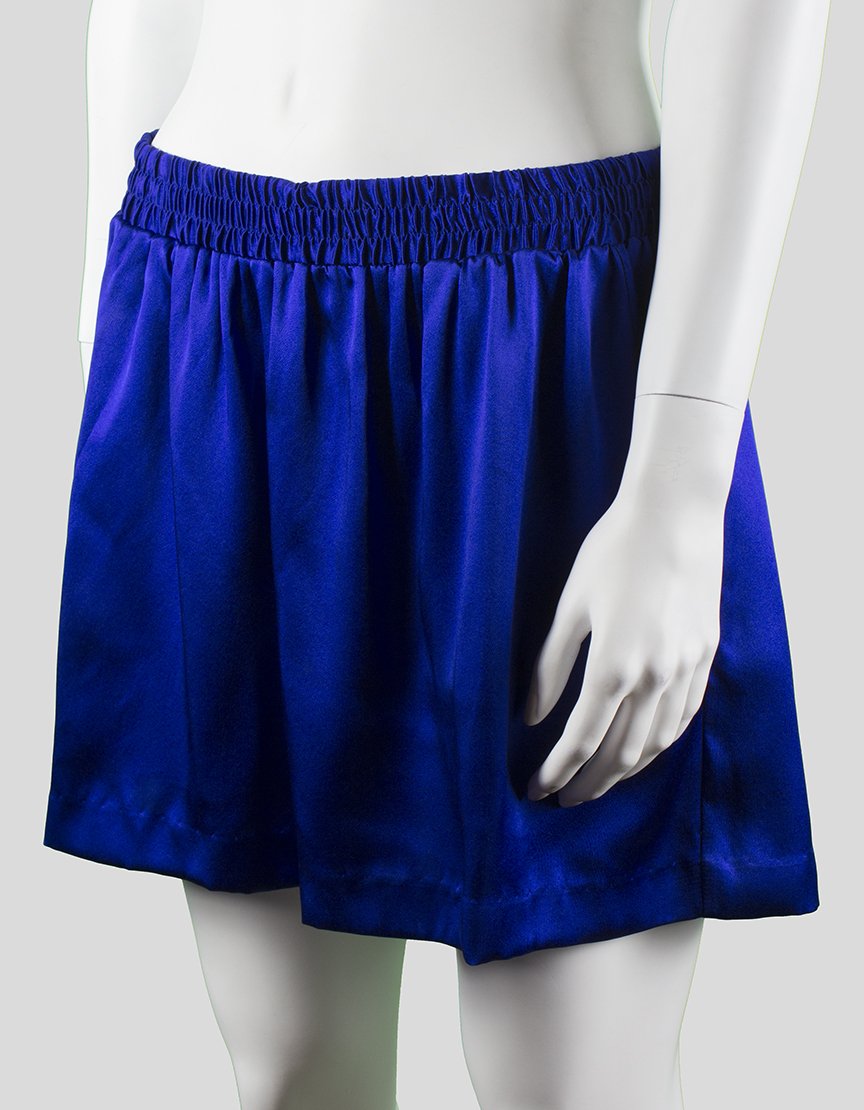 Mason Electric Blue Silk Mini Skirt With Elasticated Waist And Side Pockets Size 4
