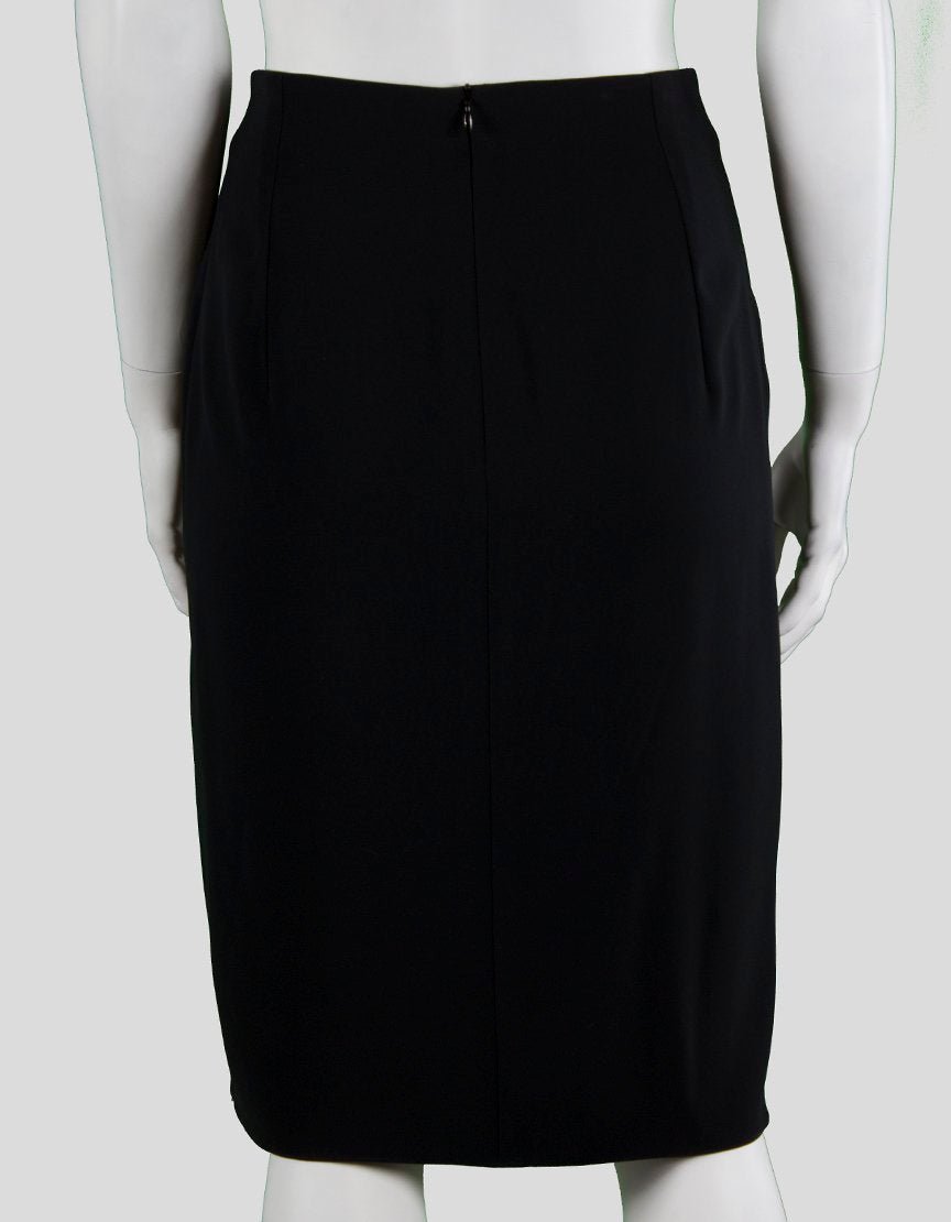Armani Collezioni Black To The Knee Skirt With Side Split And Drape At Front Size 4