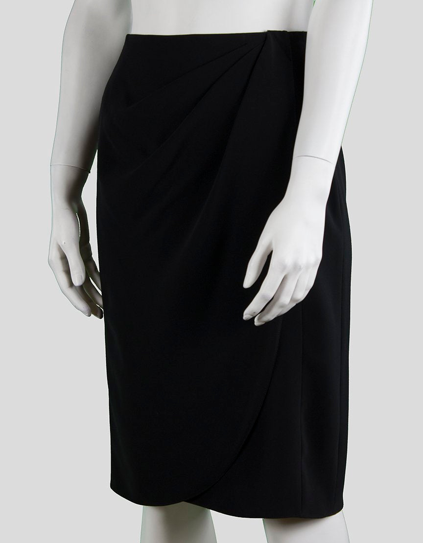 Armani Collezioni Black To The Knee Skirt With Side Split And Drape At Front Size 4