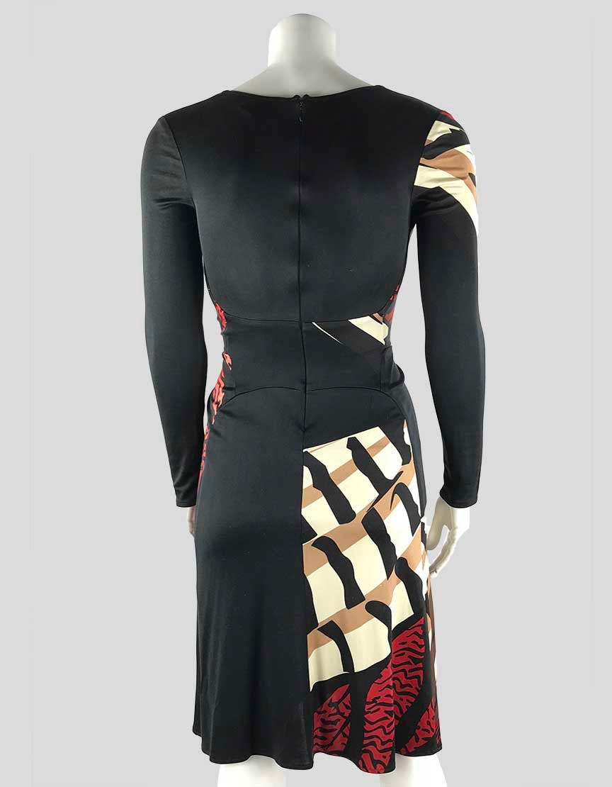 ISSA Long Sleeve Knee Length Deep V Silk Dress - 2 US