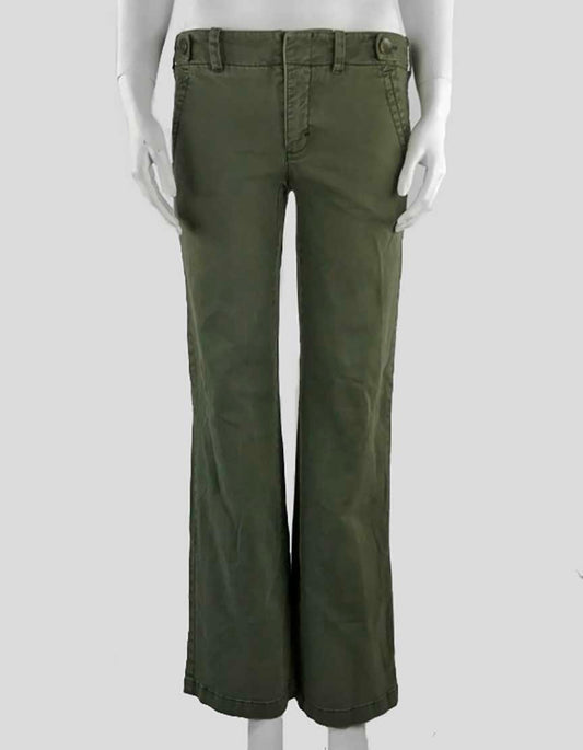 Vince Straight Leg Army Green Cotton Pants Size 2 US