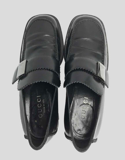 Gucci Black Square Toe Loafers - 6.5B US