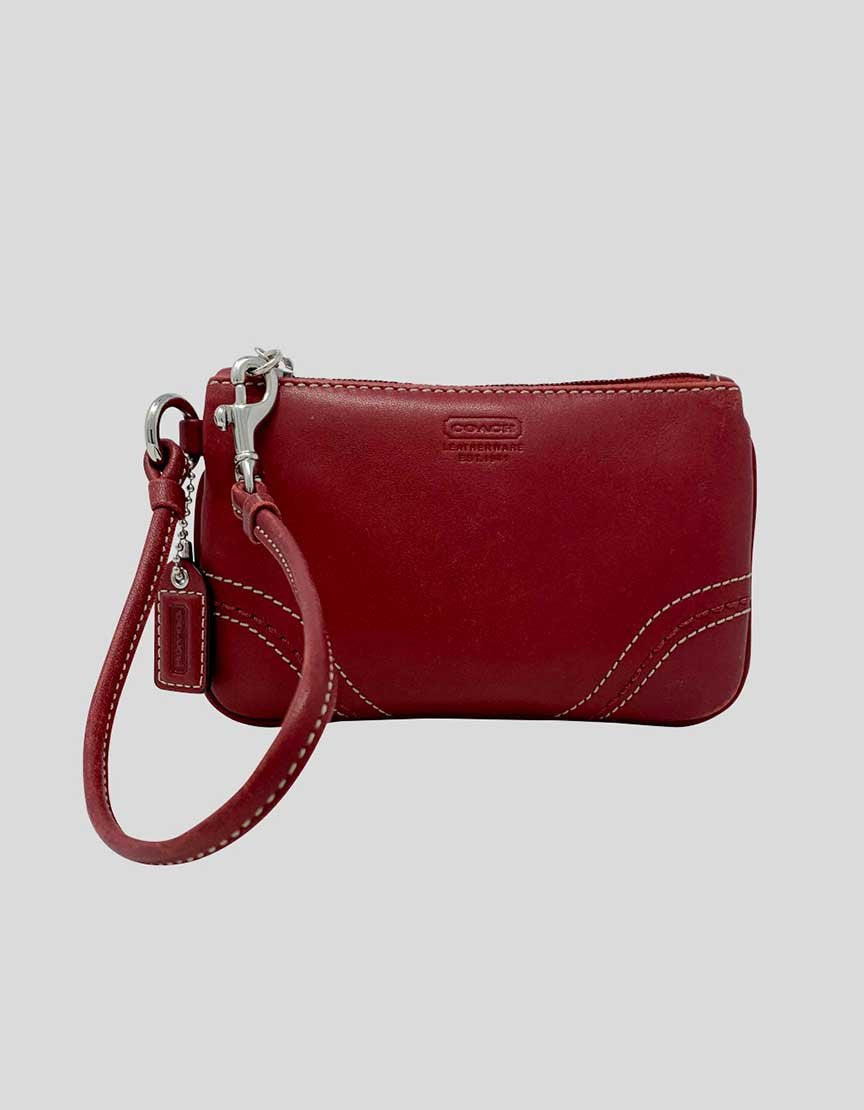 Coach Red Leather Wristlet