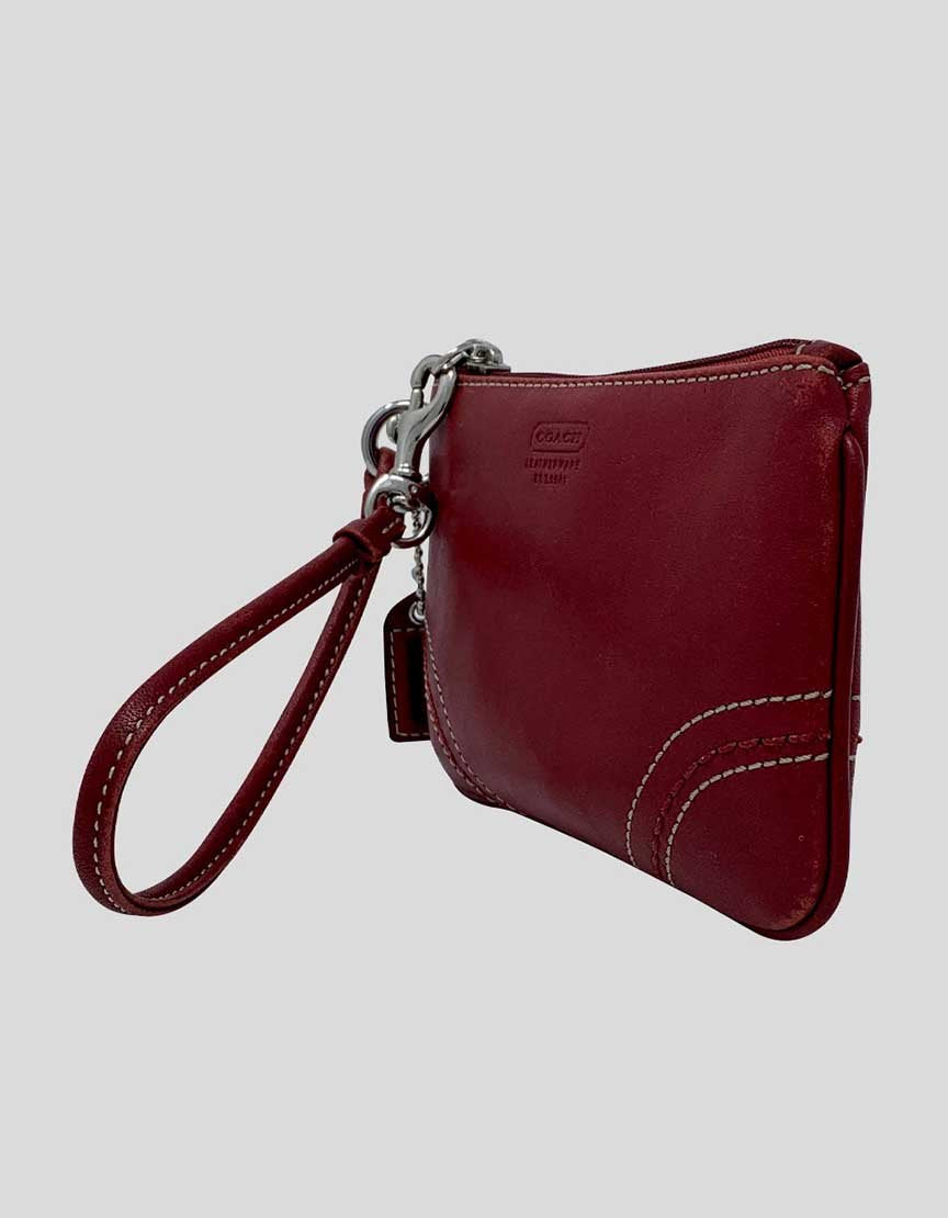 Coach Red Leather Wristlet