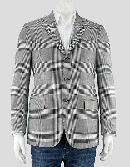 Piombo Men's Black And White Houndstooth Sportcoat US 38 It 48