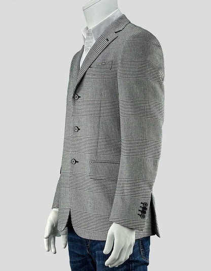 Piombo Men's Black And White Houndstooth Sportcoat US 38 It 48