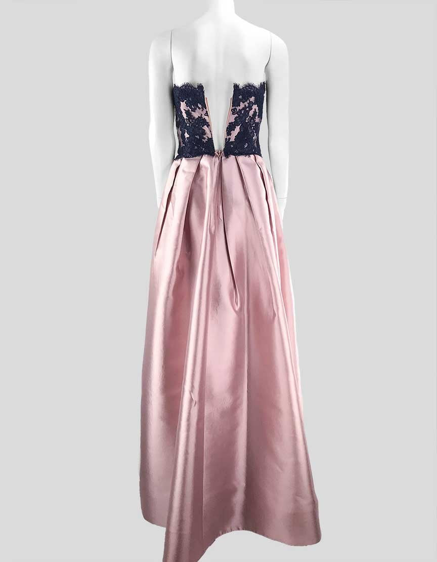 Reem Acra Strapless Floor Length Evening Gown In Pink And Blue 4 US