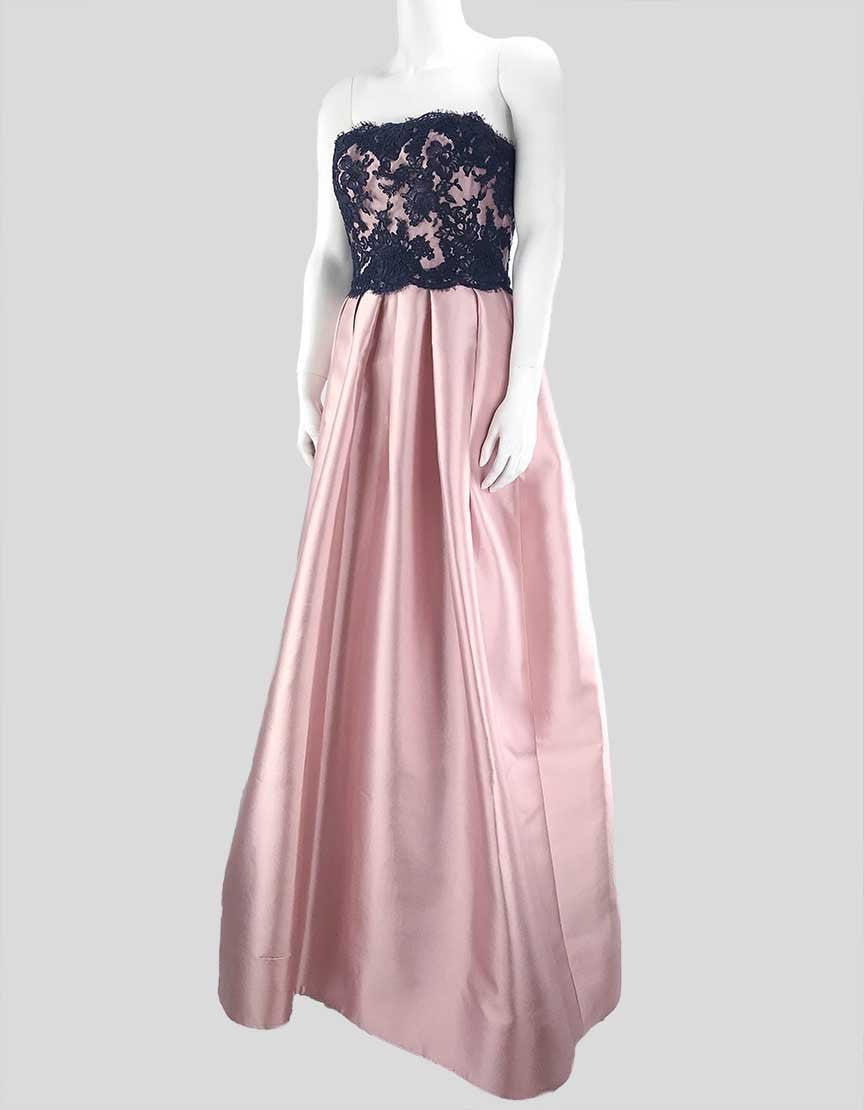 Reem Acra Strapless Floor Length Evening Gown In Pink And Blue 4 US