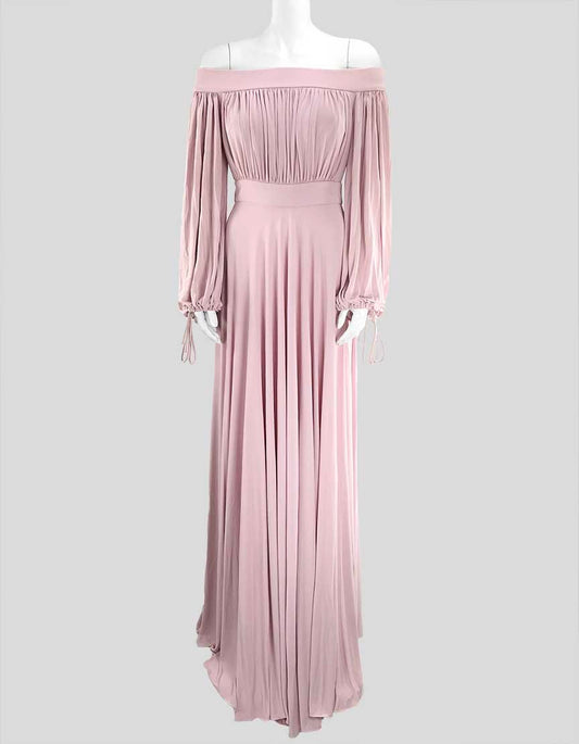 ALEXANDER MCQUEEN Pink Off-the-Shoulder Floor Length Dress - 4 US