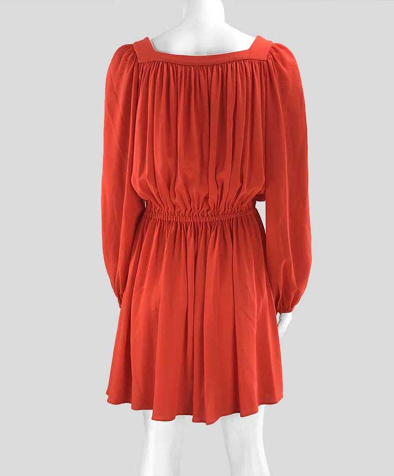 Beth Stern's Michael Kors Collection Bright Orange Ruffle Trimmed Silk Dress 4 US
