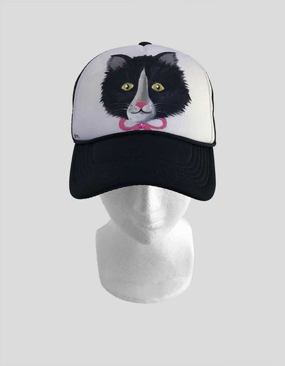 Beth Stern's Hamptons Painted Unisex One Of A Kind Hat With Cat Motif