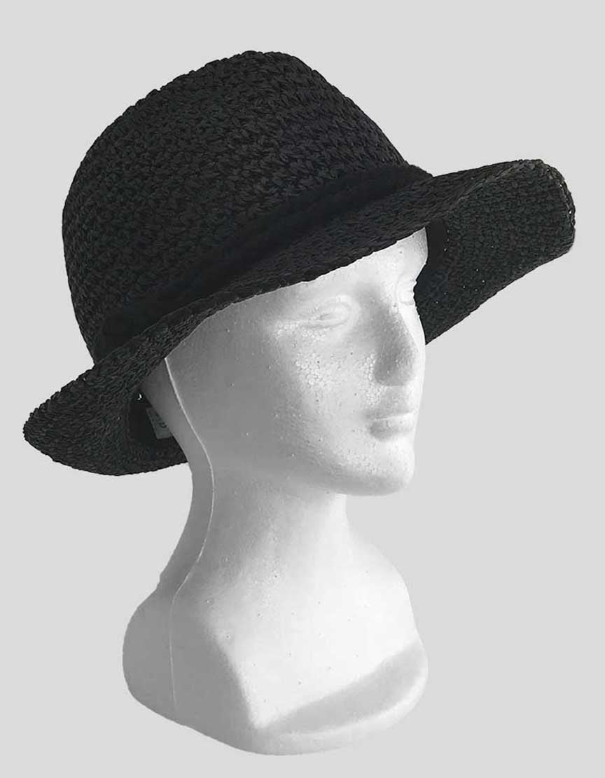 Genie By Eugenia Kim Black Straw Hat With Black Rope Trim Accent