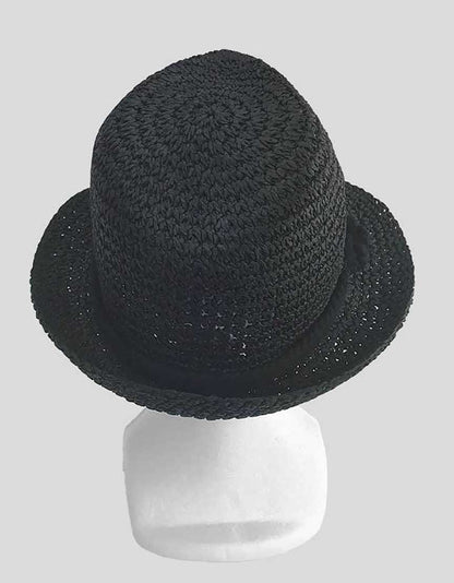Genie By Eugenia Kim Black Straw Hat With Black Rope Trim Accent