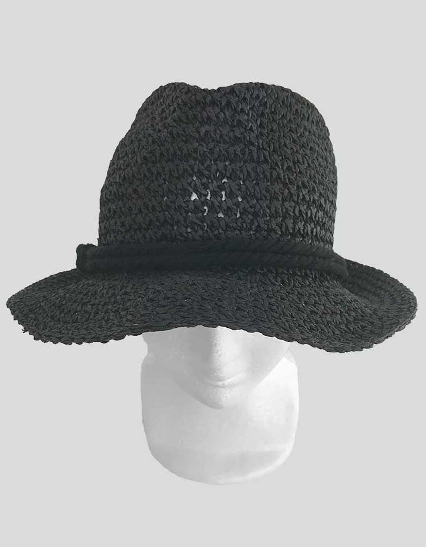 Genie By Eugenia Kim Black Straw Hat With Black Rope Trim Accent