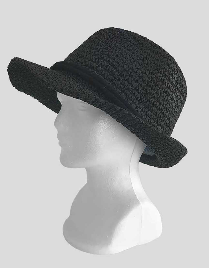 Genie By Eugenia Kim Black Straw Hat With Black Rope Trim Accent