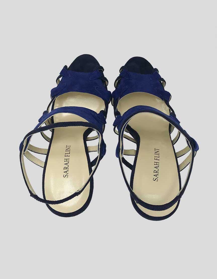 Sarah Flint Clara Blue Suede Slingback Sandals 37.5 IT