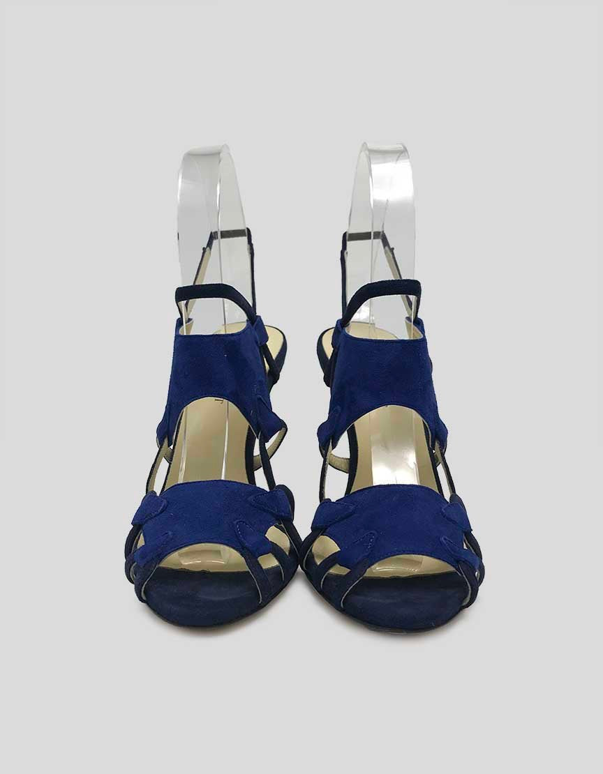 Sarah Flint Clara Blue Suede Slingback Sandals 37.5 IT