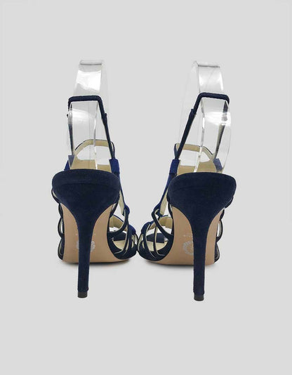 Sarah Flint Women's Clara Slingback Heel Sandals In Two Shades Of Blue Suede With Suede Covered Heels Size 38.5 It