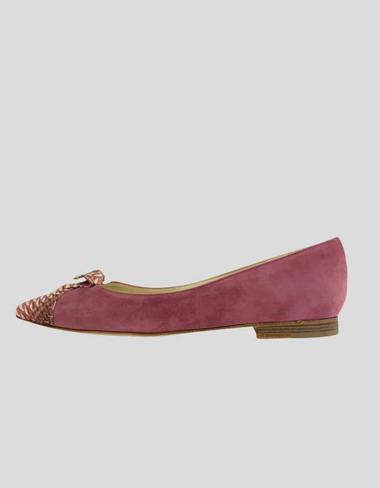 Sarah Flint Meghan Pointed Flats In Rose Suede Size 40 It
