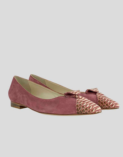 Sarah Flint Meghan Pointed Flats In Rose Suede Size 40 It