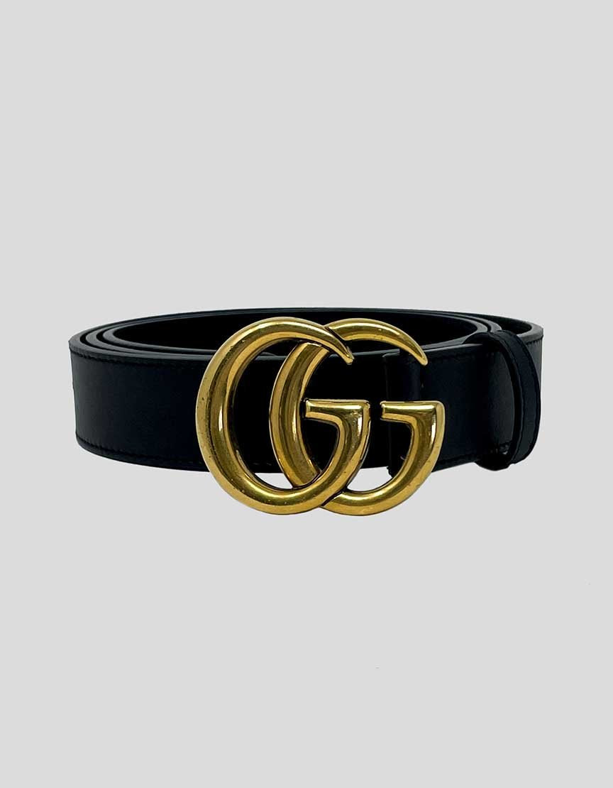 Gucci Double G Logo Leather Belt 12 US