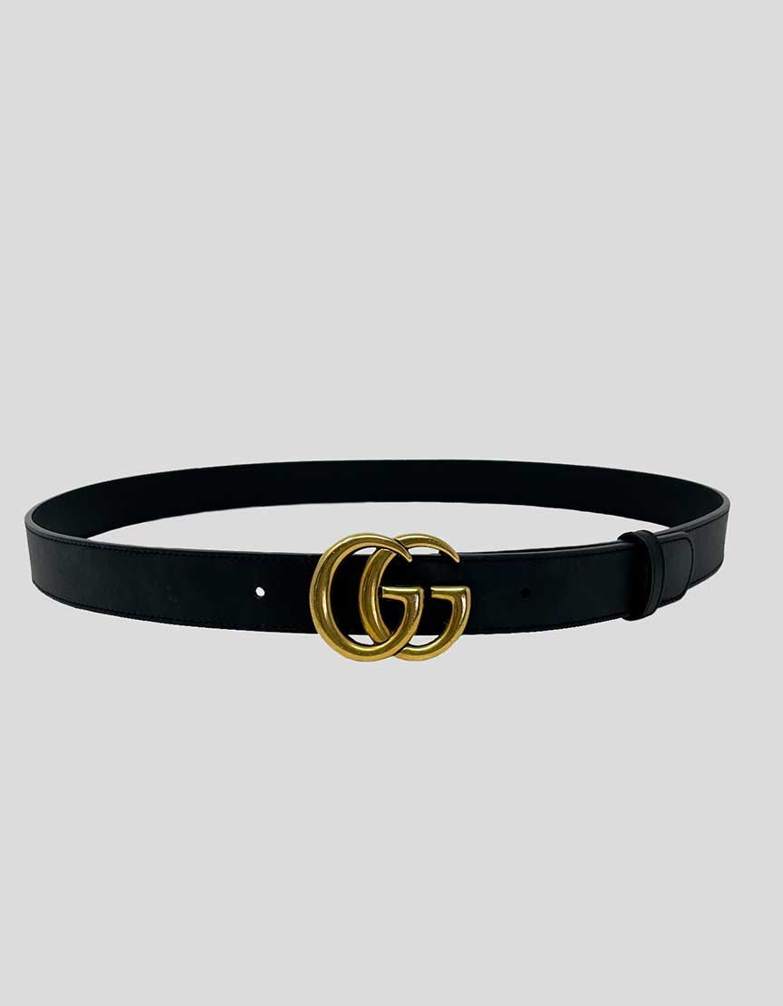 Gucci Double G Logo Leather Belt 12 US
