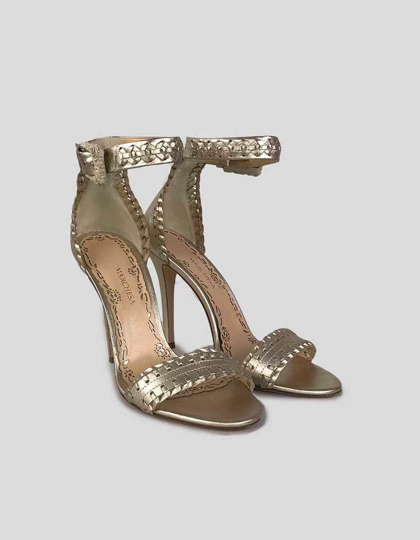 Marchesa Sierra Gold Tone Sandals - 37 IT