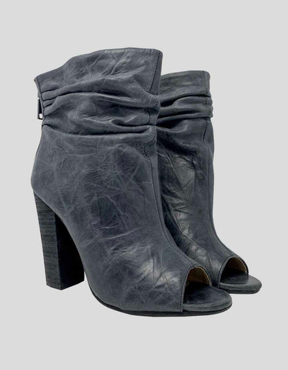 Chinese Laundry Laurel Peep Toe Booties In Grey Leather - 6.5 US