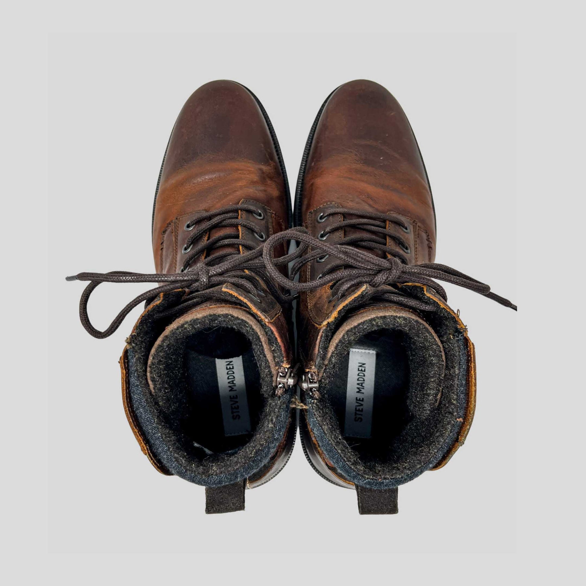 Steve Madden Lace up Brown Leather Boots 11 US LuxAnthropy