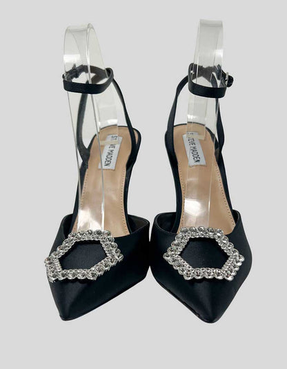 Steve Madden Black Satin Pumps with Jewel Toe - 9M US