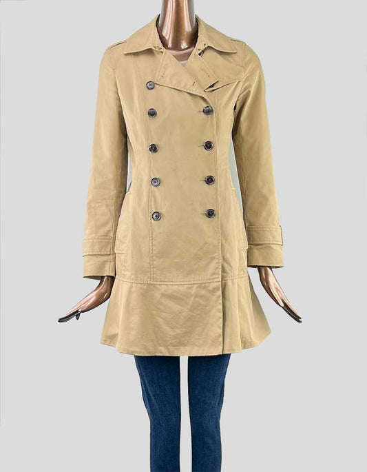 Banana Republic Ruffle Hem Khaki Trench Coat - X-Small
