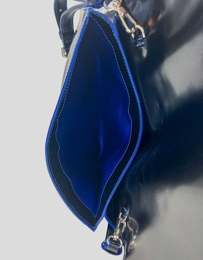 ALBERTA FERRETTI black patent leather front flap shoulder bag