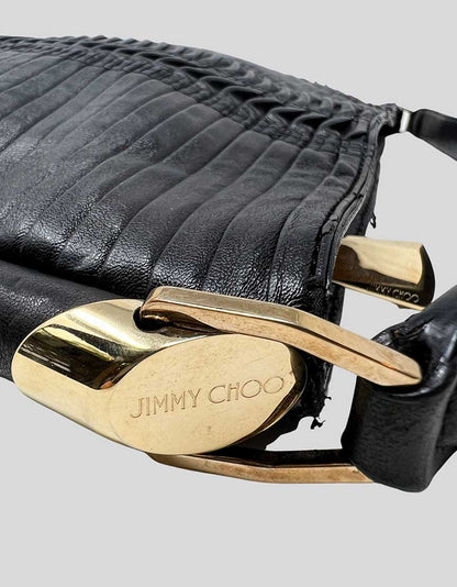 Jimmy Choo Pleated Leather Zoe lambskin hobo bag