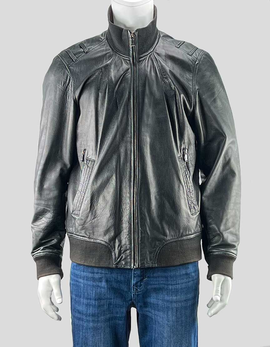 Ted Baker London black leather bomber jacket - 5 UK | Large US