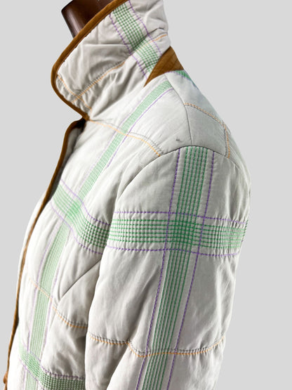 Escada Quilted Plaid Print Jacket - XL | 14 US