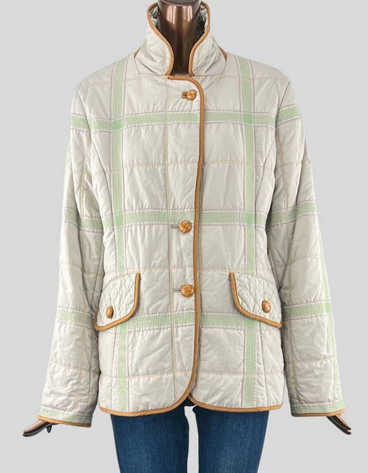 Escada Quilted Plaid Print Jacket - XL | 14 US